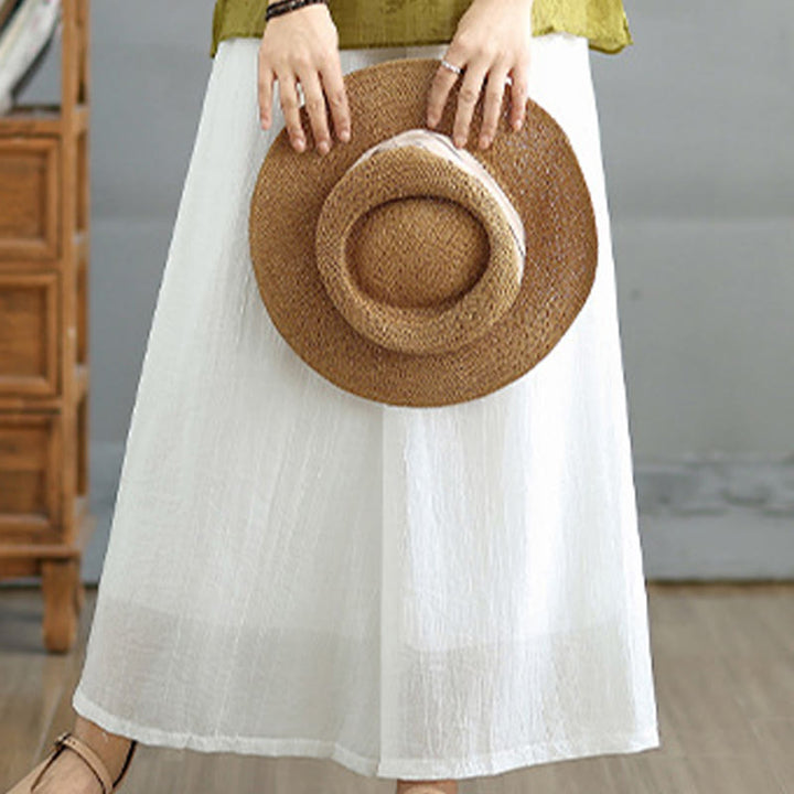 Buddha Stones Solid Color Elastic Waist Design Capri Cropped Women's Wide Leg Pants - image 23