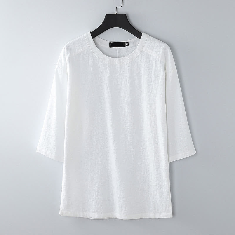 Buddha Stones Summer Casual Crew Neck Men's Half Sleeve Cotton Linen T-Shirt - White - US/UK/AU54，EU64 (9XL) - image 9