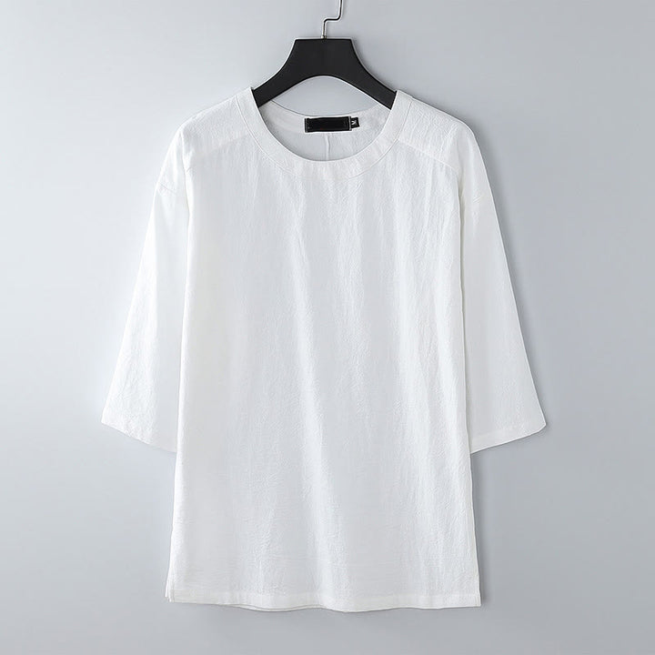 Buddha Stones Summer Casual Crew Neck Men's Half Sleeve Cotton Linen T-Shirt - White - US/UK/AU54，EU64 (9XL) - image 9