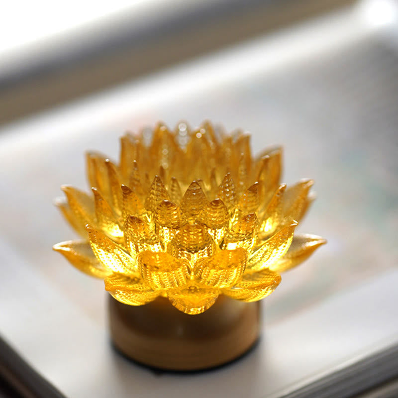 Buddha Stones Lotus Liuli Glass Copper Brass New Beginning Home Decoration - image 8