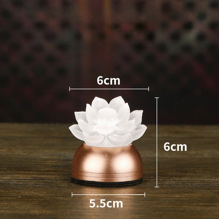 Buddha Stones Lotus Liuli Glass Copper New Beginning Home Decoration - White Rechargeable(6*6*5.5 cm) - image 17