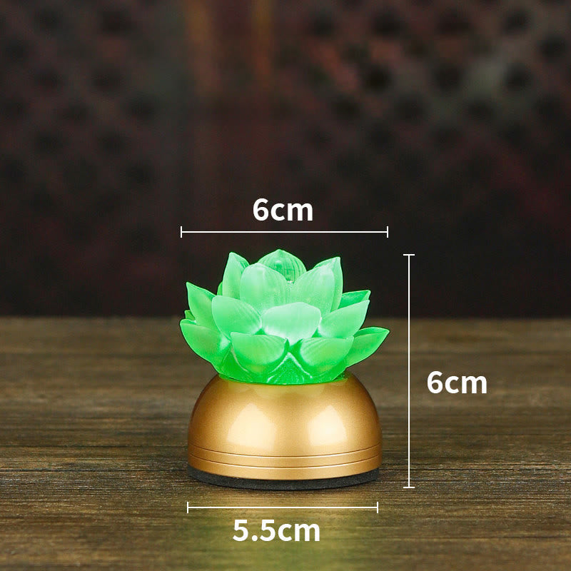 Buddha Stones Lotus Liuli Glass Copper New Beginning Home Decoration - Copper Green Rechargeable(6*6*5.5 cm) - image 25