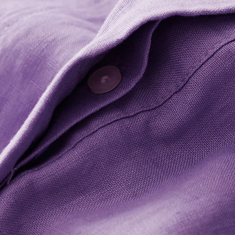 Buddha Stones Summer Hollow Lace Design Lapel Sleeveless Cotton Midi Dress With Pockets - image 9