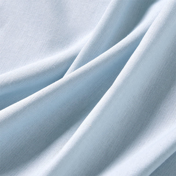 Buddha Stones Summer Commute Pleated Design Buttons Short Sleeve Cotton Midi Dress - image 5