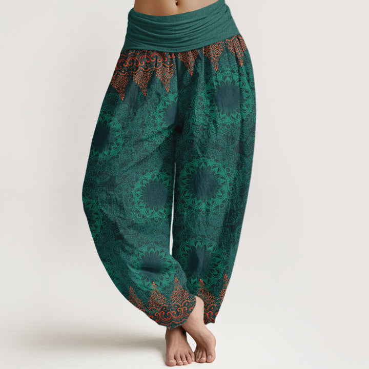 Buddha Stones Pure Cotton Triangular Mandala Patterns Women's Elastic Waist Harem Pants - MediumSeaGreen - US22，UK/AU26，EU54 (6XL) - image 14