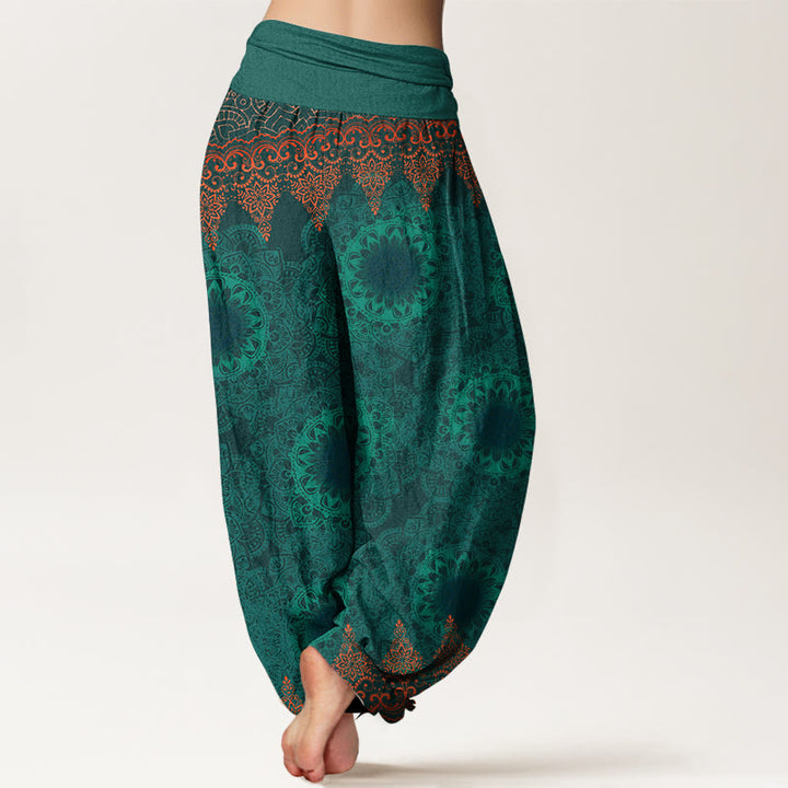 Buddha Stones Pure Cotton Triangular Mandala Patterns Women's Elastic Waist Harem Pants - image 16