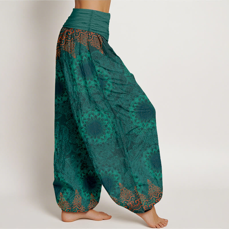 Buddha Stones Pure Cotton Triangular Mandala Patterns Women's Elastic Waist Harem Pants - image 15