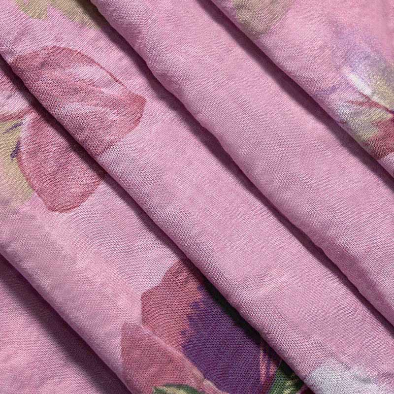 Buddha Stones Summer Orchid Floral Stand Collar Design Short Sleeve Midi Dress With Pockets - image 11