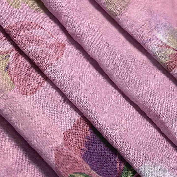 Buddha Stones Summer Orchid Floral Stand Collar Design Short Sleeve Midi Dress With Pockets - image 11