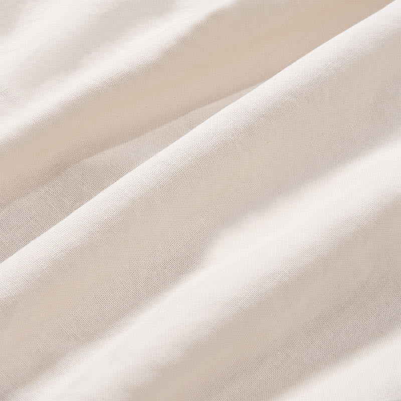 Buddha Stones Summer Solid Color Lace-up A-line Design Short Sleeve Midi Dress With Pockets - image 14