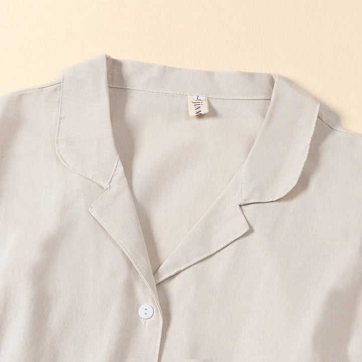 Buddha Stones Summer Solid Color Lace-up A-line Design Short Sleeve Midi Dress With Pockets - image 11