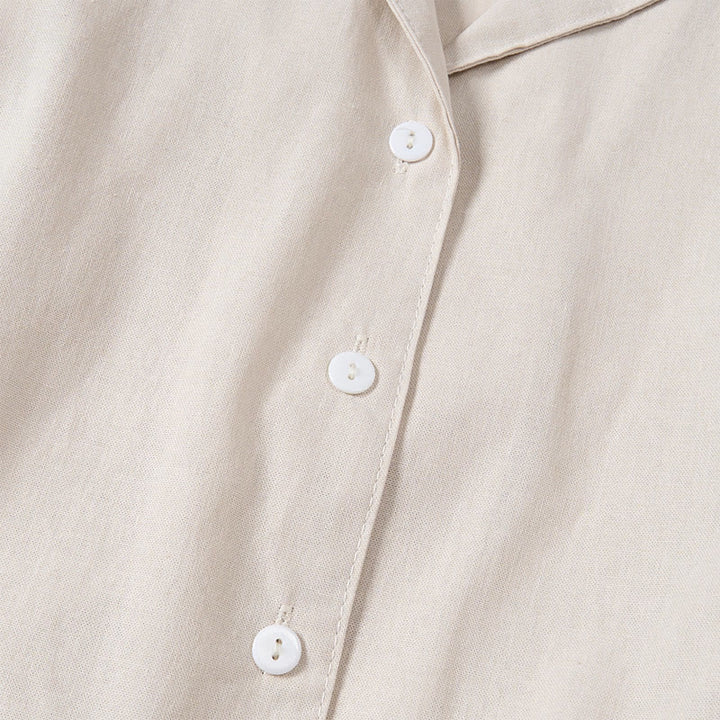 Buddha Stones Summer Solid Color Lace-up A-line Design Short Sleeve Midi Dress With Pockets - image 12