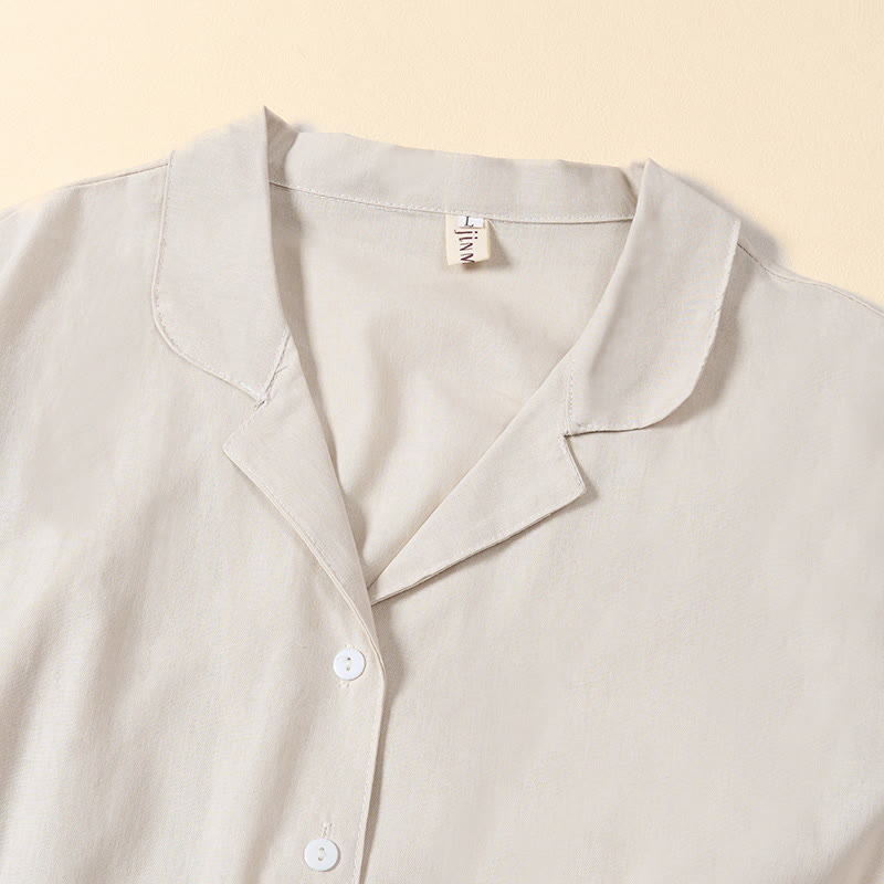 Buddha Stones Summer Solid Color Lace-up A-line Design Short Sleeve Midi Dress With Pockets - image 10