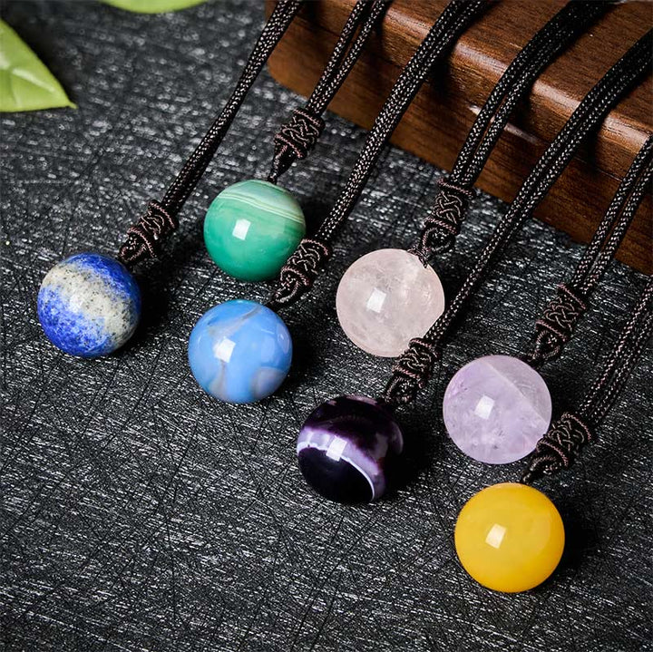Buddha Stones Amethyst Yellow Agate Various Agate Pink Crystal Lazurite Lapis Lazuli Balance Necklace Pendant - image 27