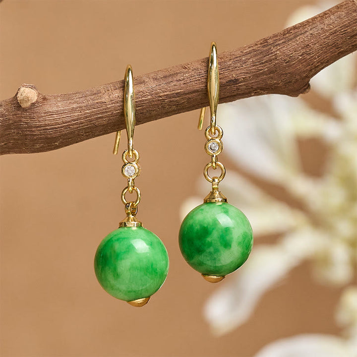 Buddha Stones 925 Sterling Silver Green Chalcedony Strength Courage Earrings  - Green Chalcedony(925 Sterling Silver Posts) - image 0