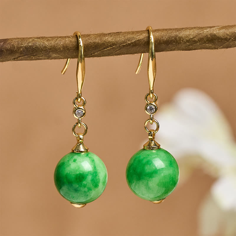 Buddha Stones 925 Sterling Silver Green Chalcedony Strength Courage Earrings  - image 2