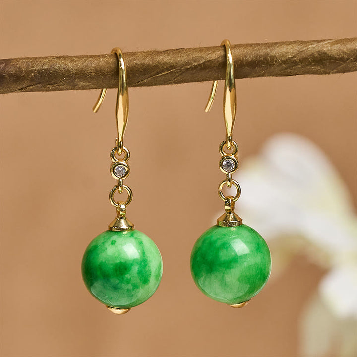 Buddha Stones 925 Sterling Silver Green Chalcedony Strength Courage Earrings  - image 2
