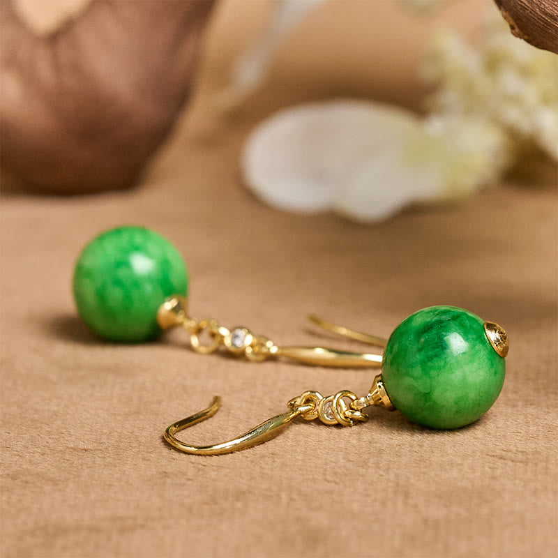 Buddha Stones 925 Sterling Silver Green Chalcedony Strength Courage Earrings  - image 4