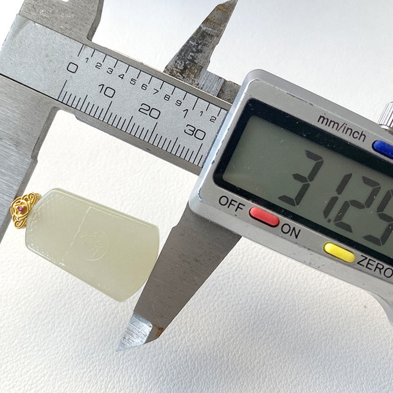 Buddha Stones Hetian Jade 925 Sterling Silver Om Symbol Prosperity Necklace Pendant - image 4