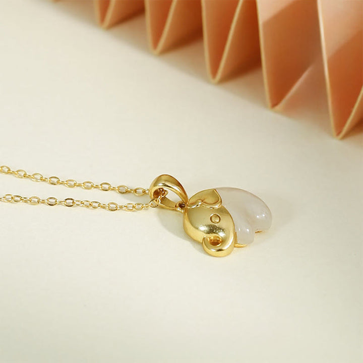 Buddha Stones Elephant Hetian Jade 925 Sterling Silver Luck Necklace Pendant - image 2