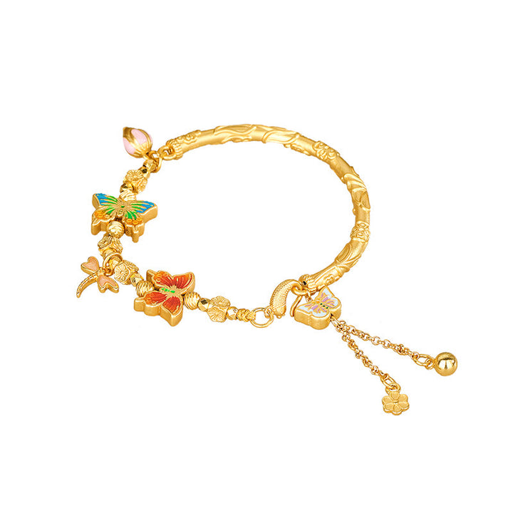 Buddha Stones 925 Sterling Silver Butterfly Flower Protection Bracelet - image 8