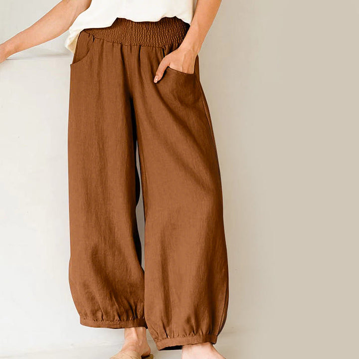 Buddha Stones Plain Color Cotton Women's Harem Pants With Pockets - Peru - US16，UK/AU20，EU48 (3XL) - image 6