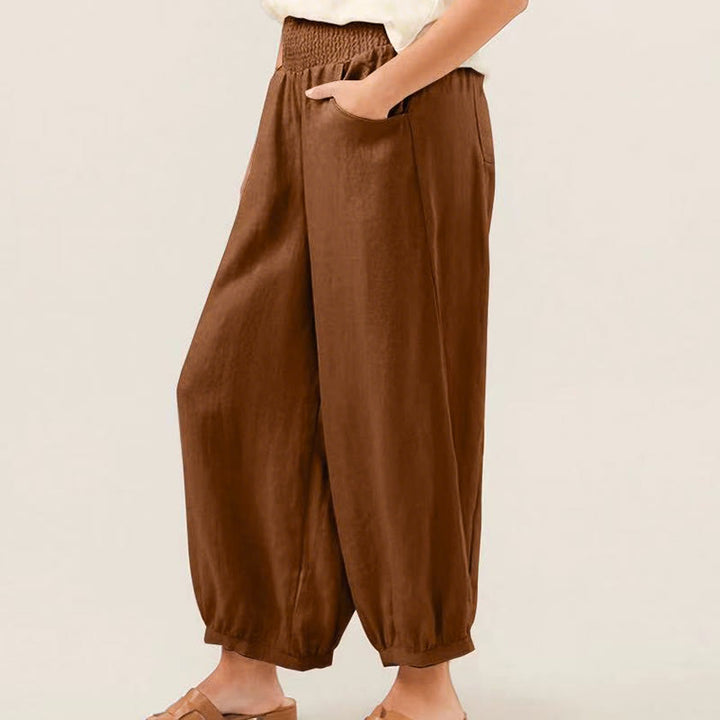 Buddha Stones Plain Color Cotton Women's Harem Pants With Pockets - image 7