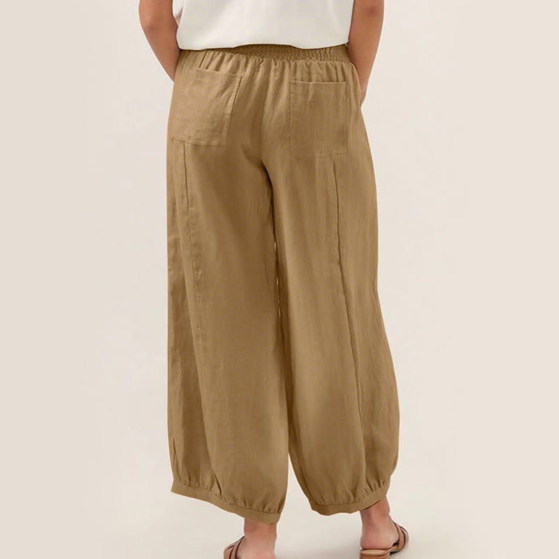 Buddha Stones Plain Color Cotton Women's Harem Pants With Pockets - image 13