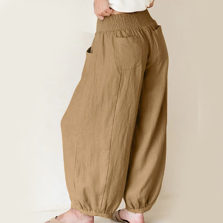 Buddha Stones Plain Color Cotton Women's Harem Pants With Pockets - image 12