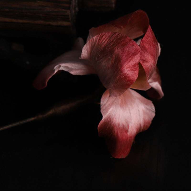 Buddha Stones Handmade Silk Art Dark Red Velvet Iris Blessing Good Fortune Brooch - image 9