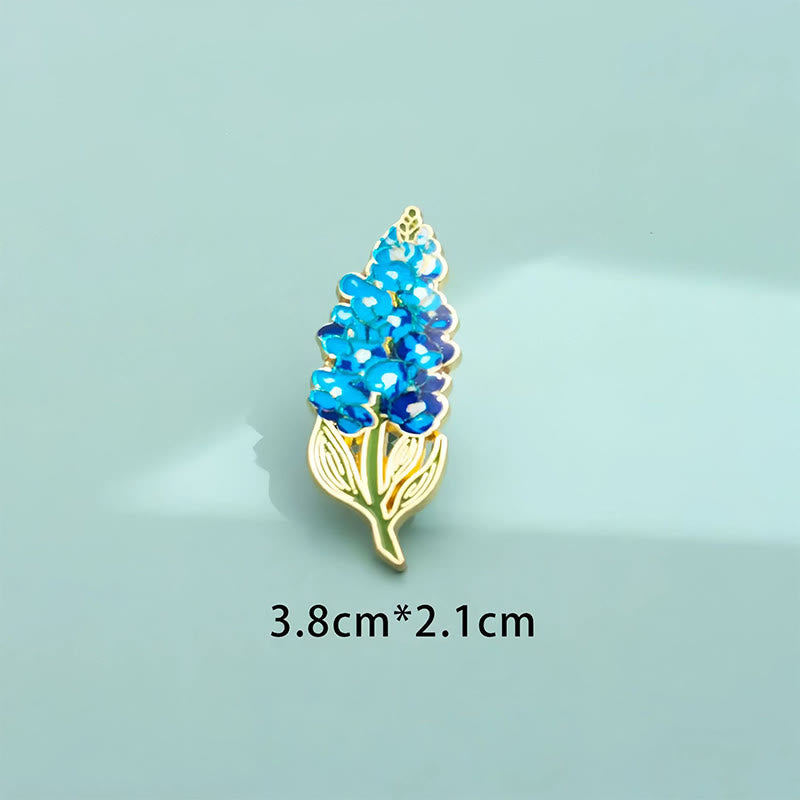 Buddha Stones Small Forget-Me-Not Corn Poppy Lily of the Valley Hydrangea Lupine Copper Brooch - Lupine 1.4*3.5cm - image 4
