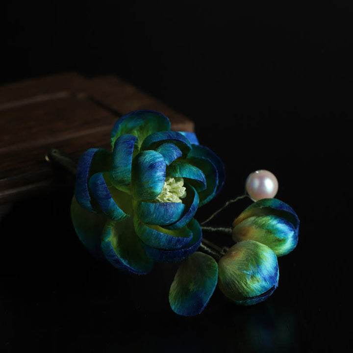 Buddha Stones Handmade Silk Art Velvet Camellia Blessing Protection Brooch - image 7