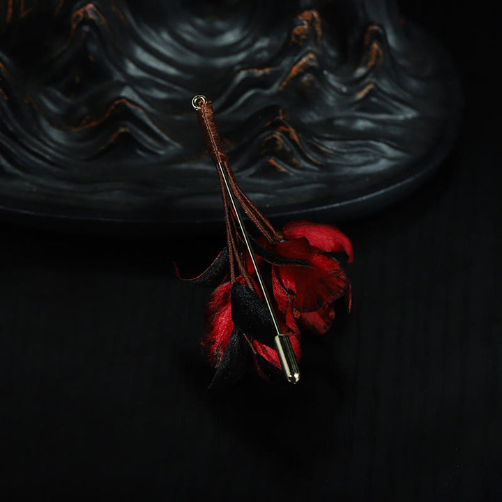 Buddha Stones Handcrafted Silk Art Cyclamen Persicum Flower Blessing Brooch - image 5