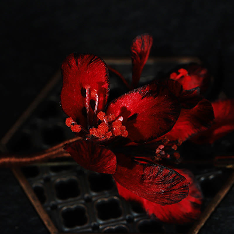 Buddha Stones Handcrafted Silk Art Cyclamen Persicum Flower Blessing Brooch - image 2