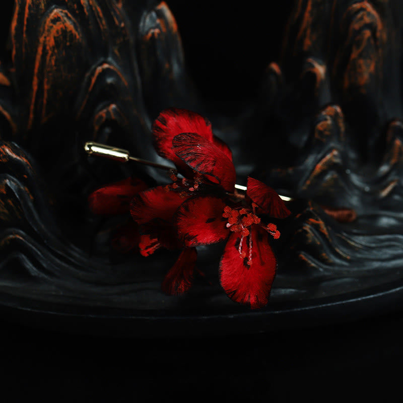 Buddha Stones Handcrafted Silk Art Cyclamen Persicum Flower Blessing Brooch - image 4