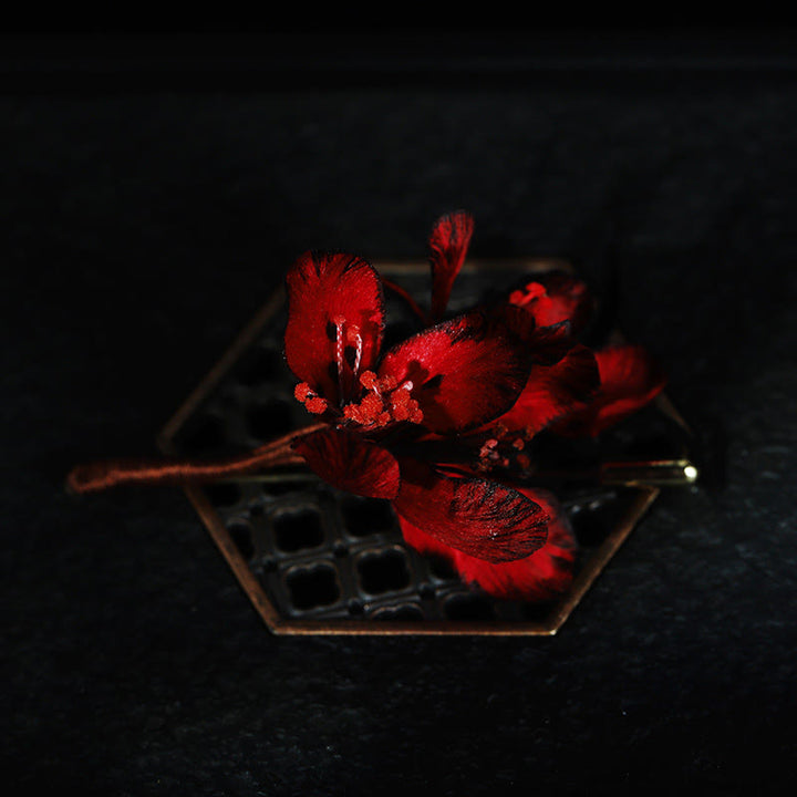 Buddha Stones Handcrafted Silk Art Cyclamen Persicum Flower Blessing Brooch - Cyclamen Persicum About 7cm - image 0