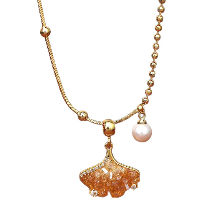 Buddha Stones Champagne Citrine Copper Pearl Properity Protection Necklace Pendant - image 5