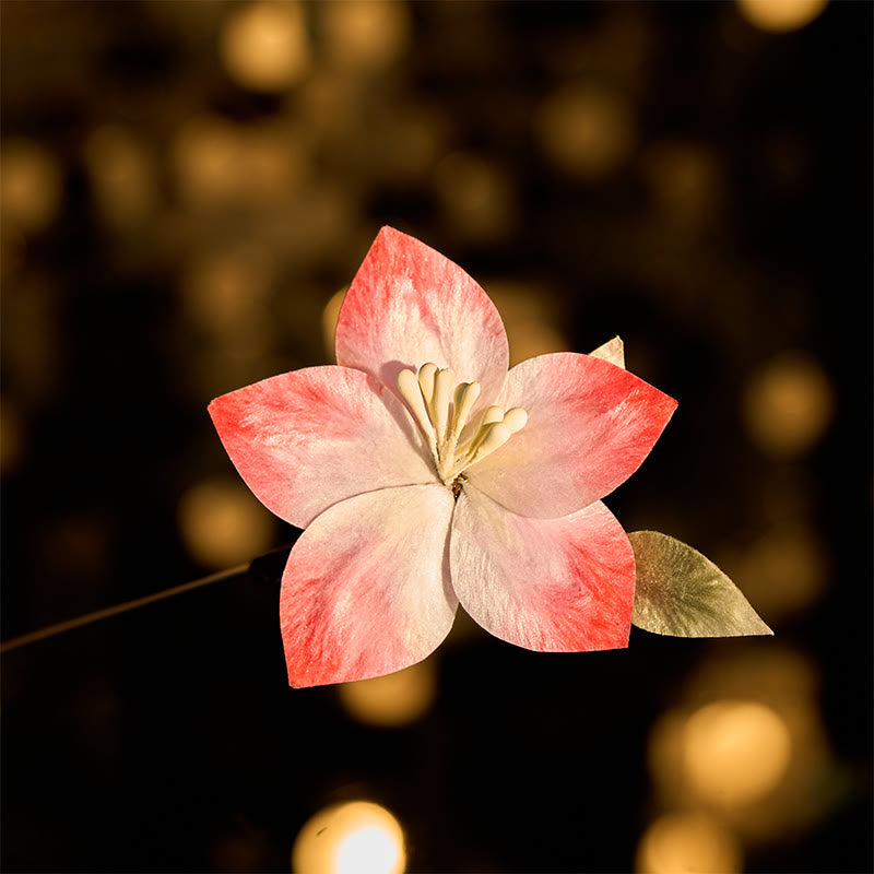 Buddha Stones Handcrafted Silk Art Velvet Flower Red Five-Petal Flower Brooch - Five-Petal Flower About 7cm - image 0