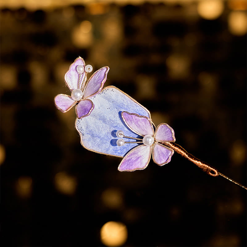 Buddha Stones Handcrafted Silk Art Velvet Flower Purple Butterfly Freedom Brooch - Purple Butterfly About 7-8cm - image 0