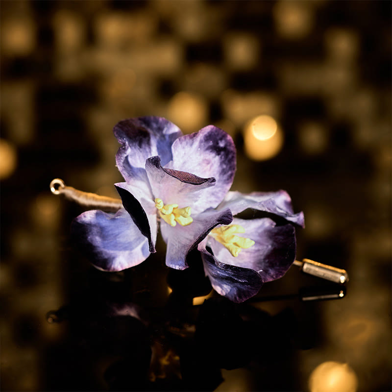 Buddha Stones Handcrafted Silk Art Velvet Flower Light Purple Iris Flower Brooch - Light Purple Iris About 7cm - image 0