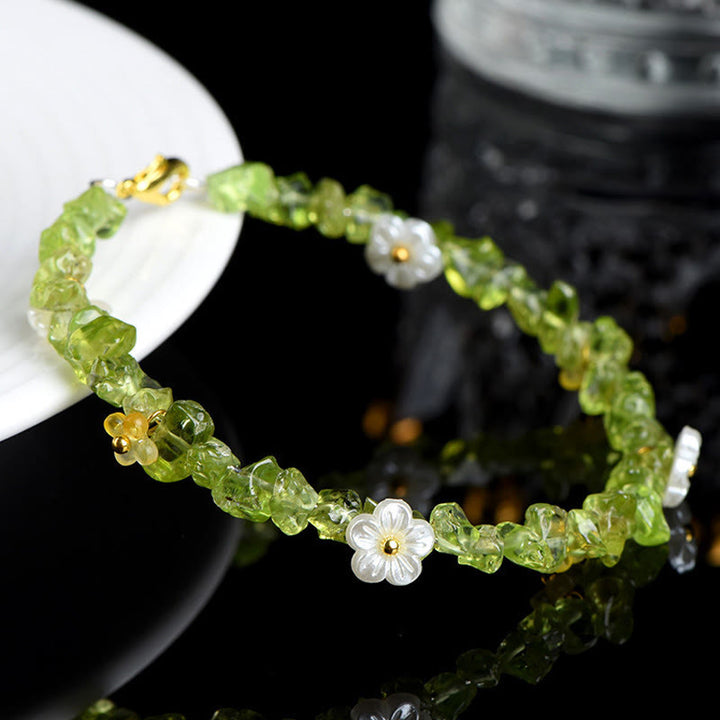 Buddha Stones Natural Aquamarine Peridot Strawberry Quartz Various Crystals Serenity Bracelet - image 14