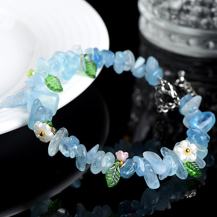 Buddha Stones Natural Aquamarine Peridot Strawberry Quartz Various Crystals Serenity Bracelet - image 3