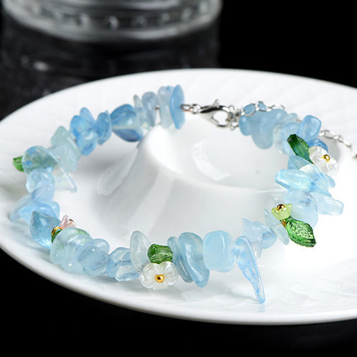 Buddha Stones Natural Aquamarine Peridot Strawberry Quartz Various Crystals Serenity Bracelet - image 2