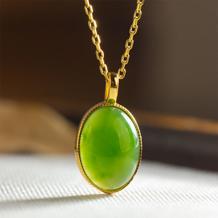 Buddha Stones 925 Sterling Silver Natural Hetian Jade Round Design Prosperity Necklace Pendant - image 1