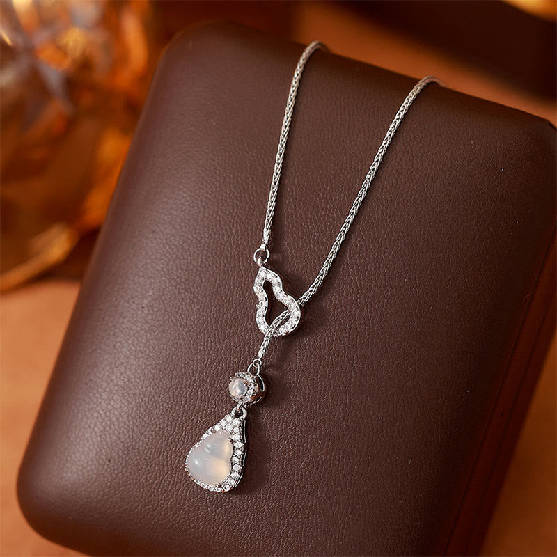Buddha Stones Double Gourd Chalcedony Copper Positive Necklace Pendant - image 0