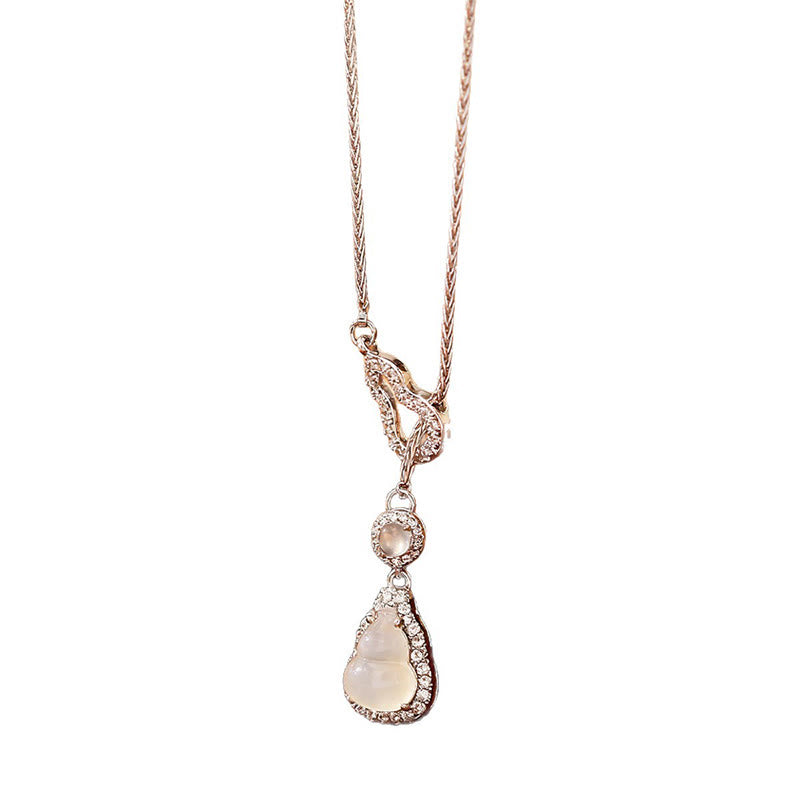 Buddha Stones Double Gourd Chalcedony Copper Positive Necklace Pendant - image 5