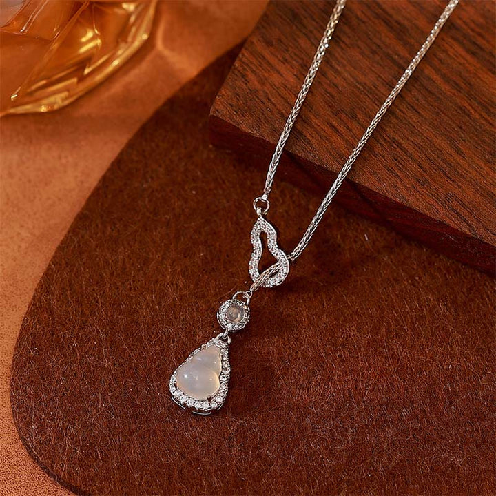 Buddha Stones Double Gourd Chalcedony Copper Positive Necklace Pendant - image 2