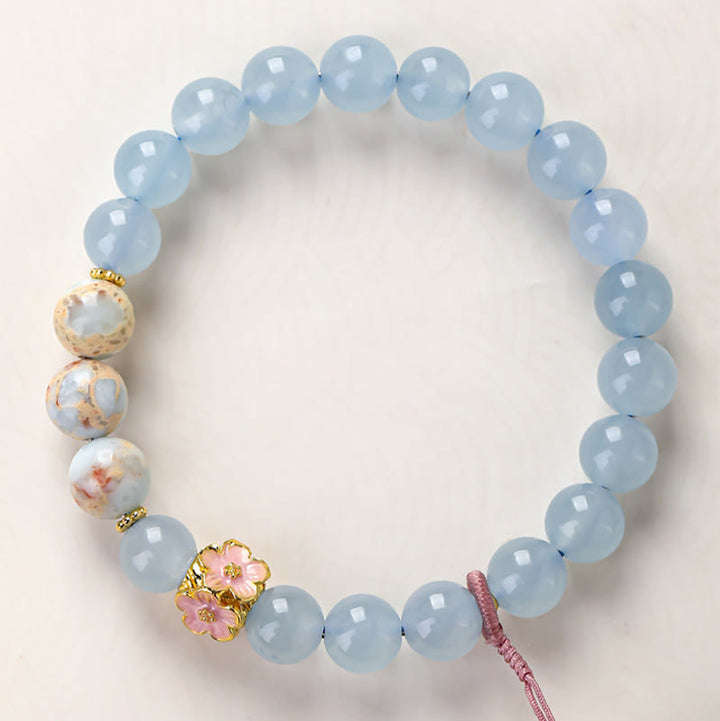 Buddha Stones Blue Chalcedony Fu Character Cat Paw Healing Bracelet - image 2