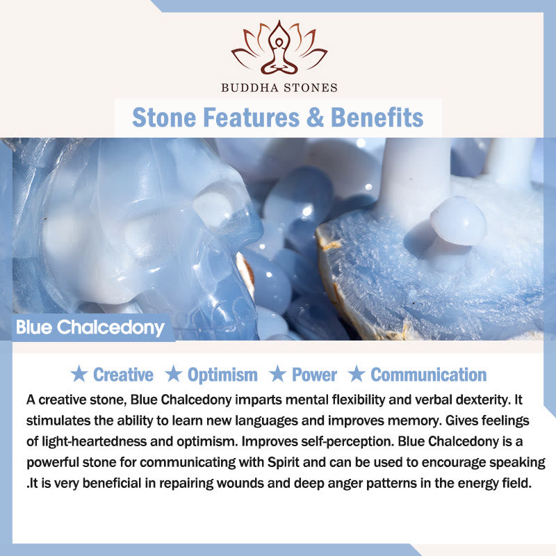 Buddha Stones Blue Chalcedony Fu Character Cat Paw Healing Bracelet - image 3