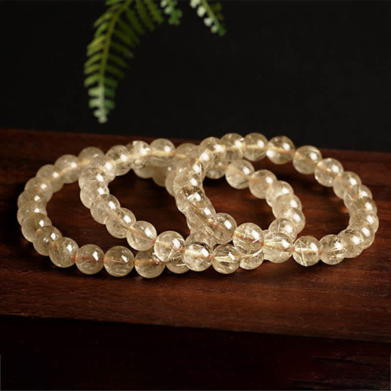 Buddha Stones Natural Rutilated Quartz Auspiciousness Protection Bracelet - image 4